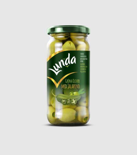 Lunda Gröna Oliver med Jalapeno 500cc (480g) 1x12