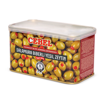 Cebel Gröna Oliver m.Paprika 600g Plåtburk 1x12