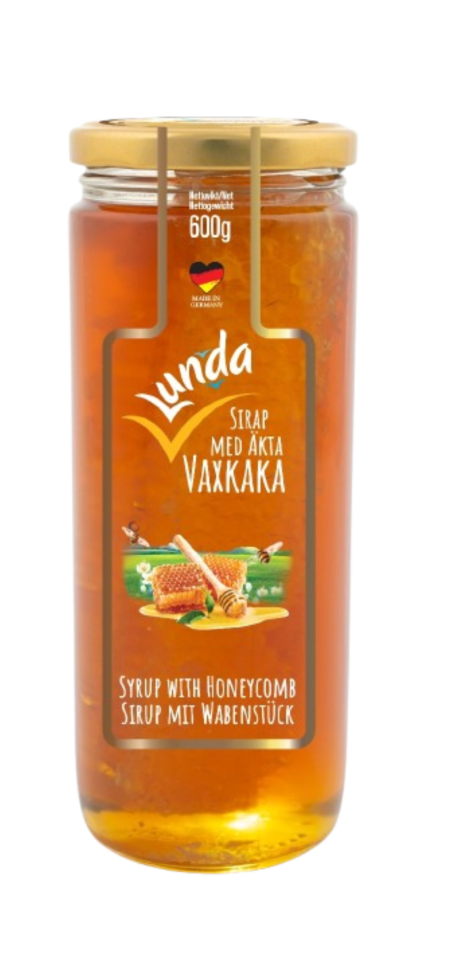 Lunda Sirap m Honung & Vaxkaka 600g 1x12
