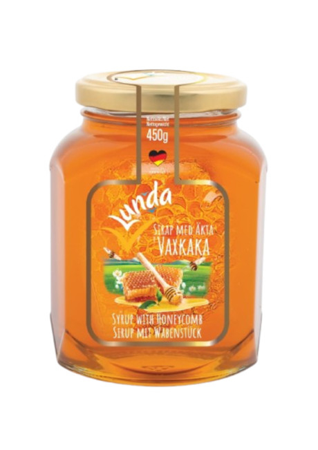 Lunda Sirap m Honung & Vaxkaka 450g 1x12