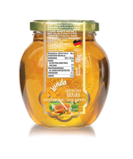 Lunda Sirap m Honung & Vaxkaka 485g 1x12