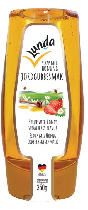 Lunda Sirap m Honung Jordgubb (Tub) 350g x 12