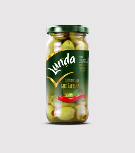 Lunda Gröna Oliver med Paprika 500cc (480g) 1x12