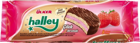 ÜLKER HALLEY MARSHMALLOW KEX JORDGUBB 8 PACK 240g X 12