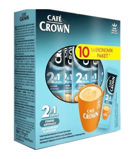 CAFÉ CROWN  SNABBKAFFE 2i1 HASSELNÖT 11g*10 X 24