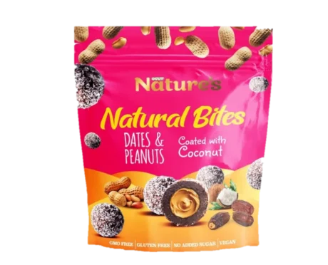 NATURAL BITES - DATES & PEANUT CROATED WITH COCONUT 96g X 24